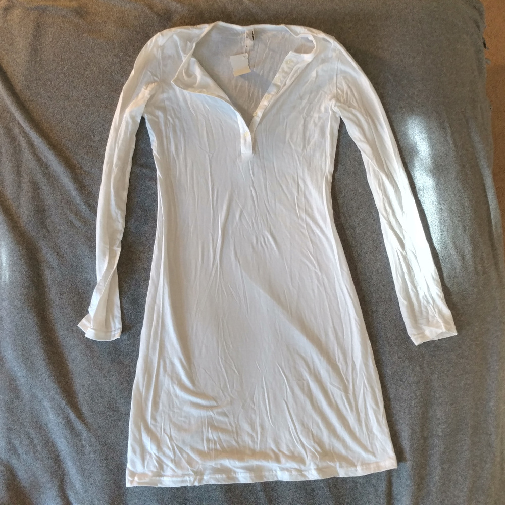 American Apparel White Shirt Dress Size S NWT